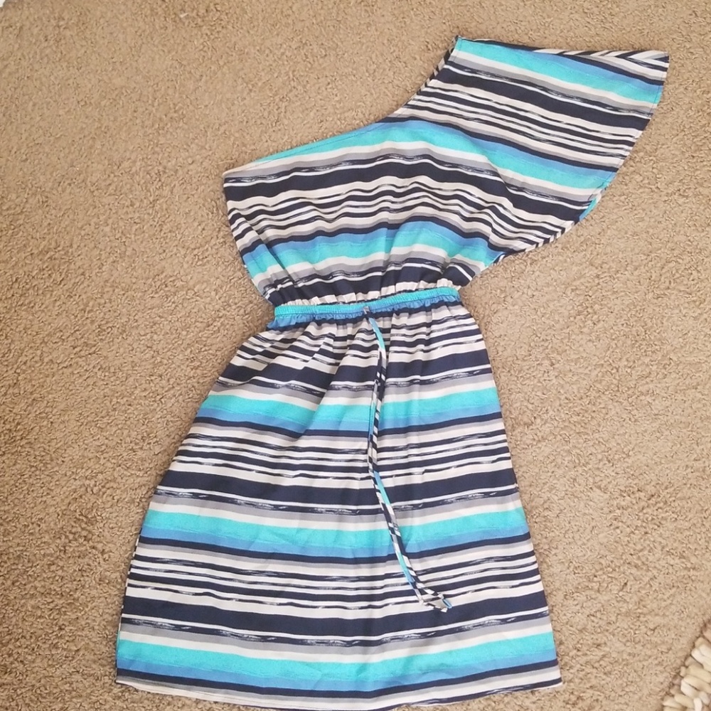 Striped one shoulder dress